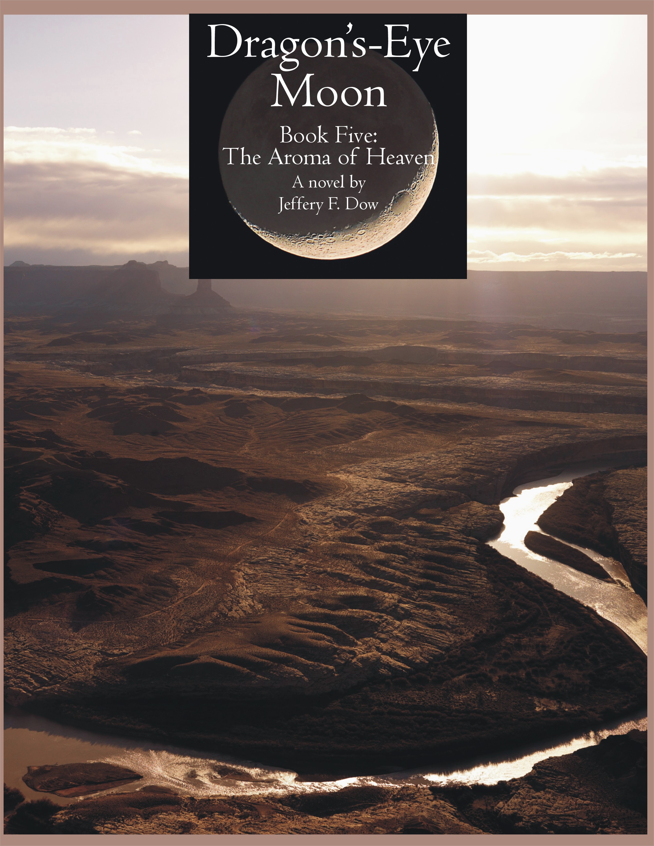 Cover of a book showing a rive flowing through a barrne and brown landscape